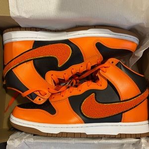 Nike Dunk High with Chenille Swoosh. Brand new in the box. Size men’s 10.5.